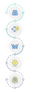 Farm environment infographic design template. Energy crops, biomass. Grasses, trees. Data visualization 5 options. Process vertical flow chart vector