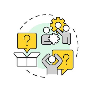 Fear of unknown multi color concept icon. Unsure about future processes and conditions. Barrier to change. Round shape line illustration. Abstract idea. Graphic design. Easy to use in presentation vector