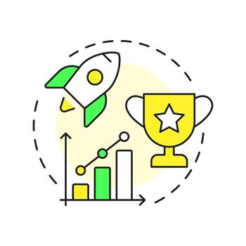 Create quick wins multi color concept icon. Achieving visible successes. Kotter change management model. Round shape line illustration. Abstract idea. Graphic design. Easy to use in presentation vector