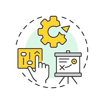 Loss of control multi color concept icon. Feel powerless and defensive to innovations. Barrier to change. Round shape line illustration. Abstract idea. Graphic design. Easy to use in presentation vector