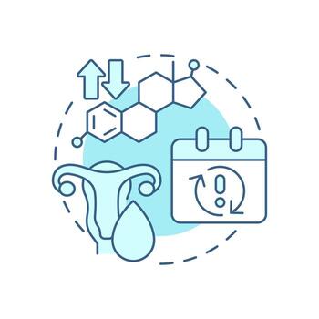 Irregular periods soft blue concept icon. Unpredictable menstrual cycle. Symptom of menopause. Gynecology. Round shape line illustration. Abstract idea. Graphic design. Easy to use in blog post vector