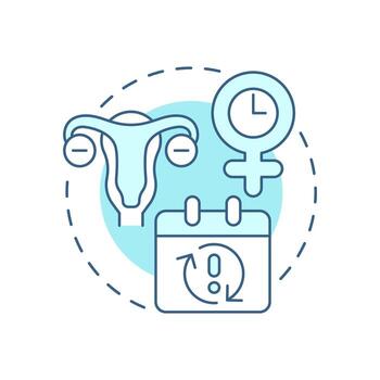 Primary ovarian insufficiency soft blue concept icon. Irregular and absent periods. Cause of menopause. Round shape line illustration. Abstract idea. Graphic design. Easy to use in blog post vector