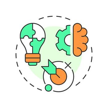 Thinking skills multi color concept icon. Mental ability to analyze and create ideas. Life competencies. Round shape line illustration. Abstract idea. Graphic design. Easy to use in article vector