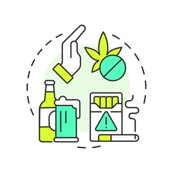 Substance use management multi color concept icon. Maintain healthier lifestyles. Addiction prevention. Life skill. Round shape line illustration. Abstract idea. Graphic design. Easy to use in article vector