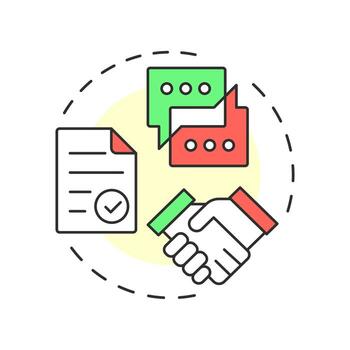 negociación habilidades multi color concepto icono. alcanzar mutuamente beneficioso acuerdos. vida competencias redondo forma línea ilustración. resumen idea. gráfico diseño. fácil a utilizar en artículo vector