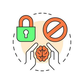 Fixed mindset multi color concept icon. Avoid challenges, fear failure and give up easily. Life competencies. Round shape line illustration. Abstract idea. Graphic design. Easy to use in article vector