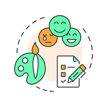 Coping with emotions multi color concept icon. Recognize feelings. Emotional and self regulation skills. Round shape line illustration. Abstract idea. Graphic design. Easy to use in article vector