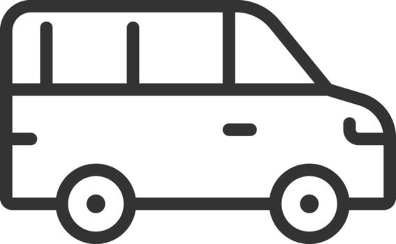 Minibus pixel perfect line icon. Public passenger vehicle. Transporting people urban service. Microbus. Isolated illustration. Outline symbol. Simple linear drawing. Editable stroke vector