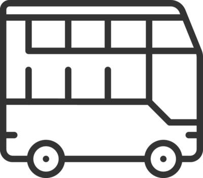 Double decker bus pixel perfect line icon. Two level vehicle designed to carry more passengers. Transportation. Isolated illustration. Outline symbol. Simple linear drawing. Editable stroke vector