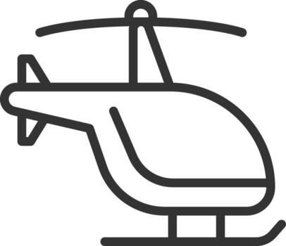 Helicopter pixel perfect line icon. Aircraft with horizontally spinning rotor. Vertically lifting flying vehicle. Isolated illustration. Outline symbol. Simple linear drawing. Editable stroke vector
