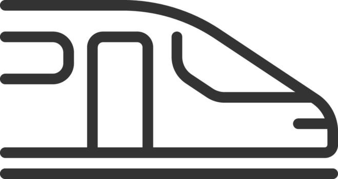 High speed rail pixel perfect line icon. Maglev train. Railway public passenger vehicle. Fast transportation. Isolated illustration. Outline symbol. Simple linear drawing. Editable stroke vector
