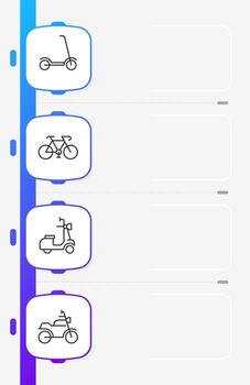 Personal two wheeled vehicles square infographic template. Riding for fun. Data visualization with 4 steps. Empty process design. Editable blank options info graphics vector