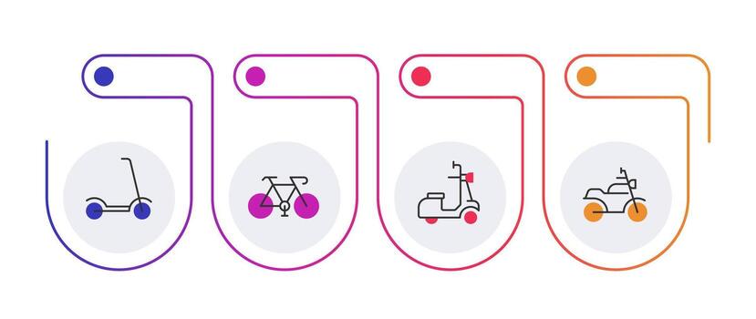 Personal two wheeled vehicles gradient line infographic template. Riding. Data visualization with 4 steps. Empty process design. Editable blank options info graphics vector