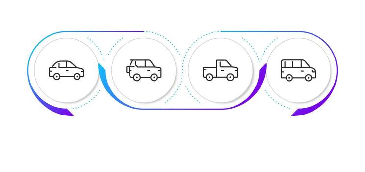 Automobiles blue gradient infographic template. Cars engine driving vehicles. Data visualization with 4 steps. Empty process design. Editable blank options info graphics vector