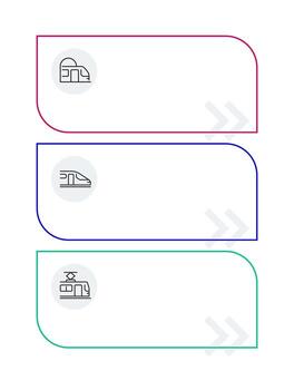 Railway vehicles vertical infographic template. Train, metro and tram. Data visualization with 3 steps. Empty process design. Editable blank options info graphics vector