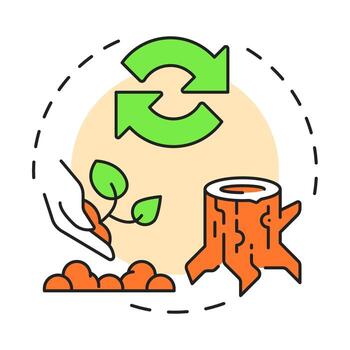 Reforestation multi color concept icon. Tree growing, regenerative agriculture. Ecology preservation. Round shape line illustration. Abstract idea. Graphic design. Easy to use in brochure, booklet vector