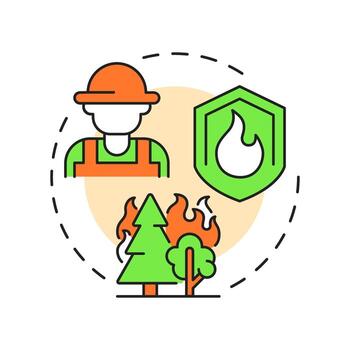 Prescribed burning multi color concept icon. Wildfire control. Fire hazard, emergency. Round shape line illustration. Abstract idea. Graphic design. Easy to use in brochure, booklet vector