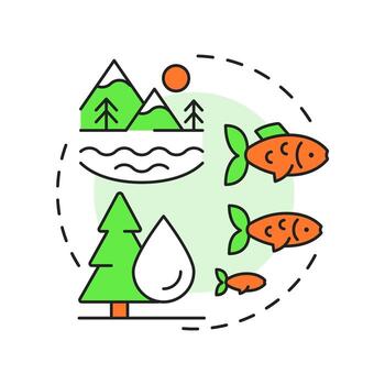 Watershed management multi color concept icon. Ecosystem preservation, water pollution. Round shape line illustration. Abstract idea. Graphic design. Easy to use in brochure, booklet vector