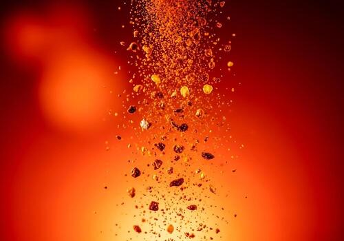 resumen que cae partícula antecedentes naranja y rojo partículas fluir foto