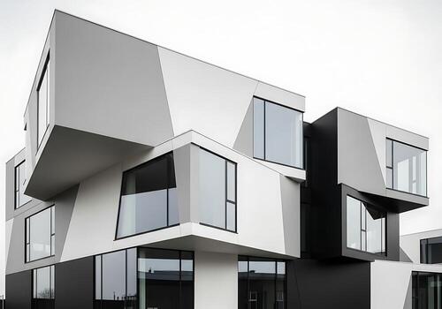 maravilloso moderno arquitectura resumen edificio diseño con geométrico formas foto