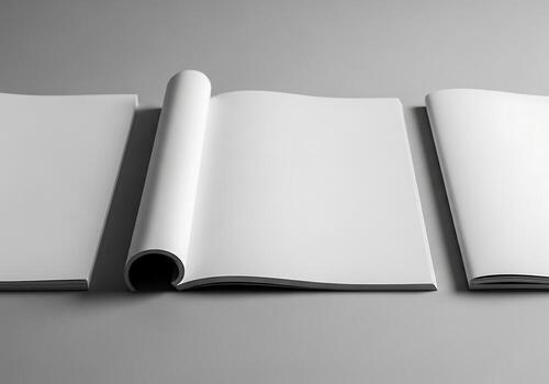 Blank Open Magazine Spread Mockup Empty Pages for Design Modern Layout photo