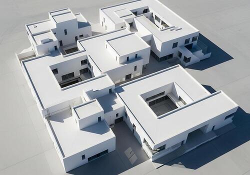 Modern White Architecture Aerial View of Abstract Building Complex photo