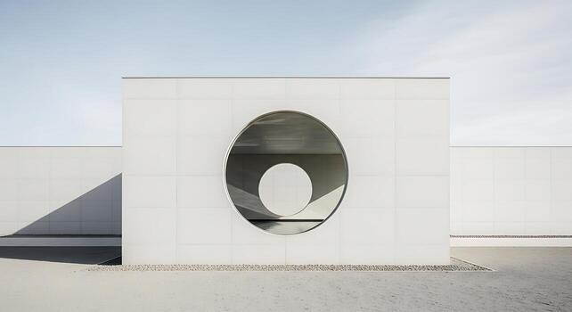 Minimalist Architecture Clean Lines and Geometric Simplicity of a Modern Building Exterior with Circular Window photo