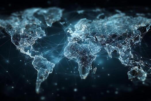 Luminous Plexus World Map Visualizing Global Digital Connectivity photo