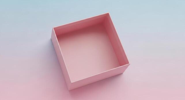 Empty pink cardboard box open top view present gift container packaging photo