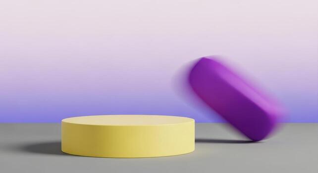 Abstract yellow and purple shapes motion blur soft gradient background studio product photography photo