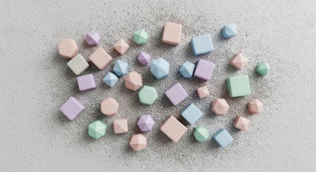 suave pastel de colores geométrico formas dispersado encantador antecedentes para creativo proyectos foto