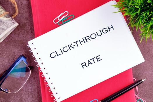 Text click through rate on a white notebook sheet photo