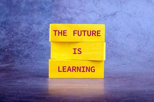 Business, modern technology, internet and networking concept. Copy space on wooden blocks on a bright background photo