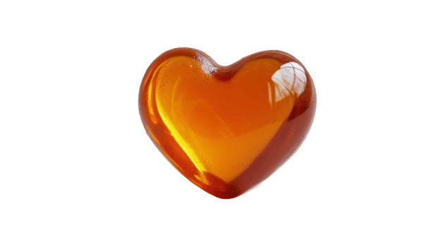 A vibrant amber heart shape symbolizing love and warmth. png