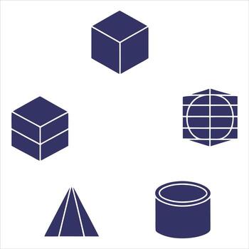 Geometric shapes abstract design cube pyramid vector