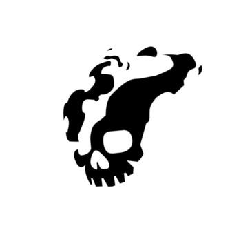 Dark abstract skull emblem with bold black shapes forming a fragmented design, symbolizing mystery, strength, and edgy artistic expression. vector