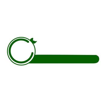 Minimalist green logo banner. A simple double lined circle with a small leaf is attached to a long, rounded horizontal bar. Ideal for food or title design. vector