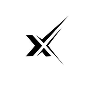 A dynamic, stylized letter X logo or symbol with sharp, angular lines and speed streaks, suggesting swiftness, modern technology, crossing paths, or an aggressive, futuristic mark. vector