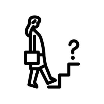 Woman walking at ladder with Question Mark outline icon design good for web or mobile app vector