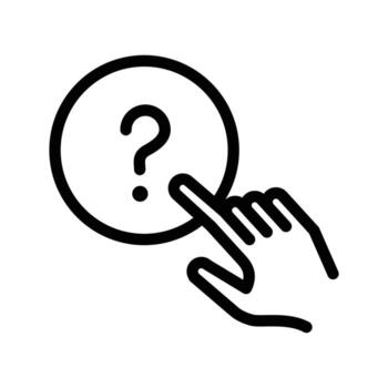 hand pointing to question mark concept of choice outline icon design good for web or mobile app vector