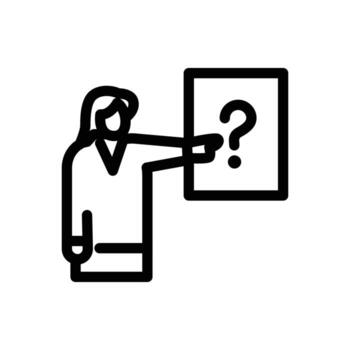 Woman Standing with Question Mark outline icon design good for web or mobile app vector