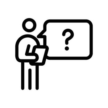 Question Mark in Human holding clipboard outline icon design good for web or mobile app vector