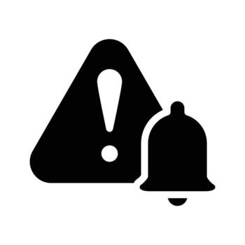 notification bell with exclamation mark solid icon design good for web or mobile app vector