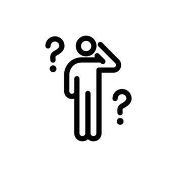 Standing businessman and his question mark outline icon design good for web or mobile app vector