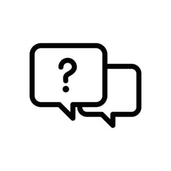 square buble chat with question mark outline icon design good for web or mobile app vector
