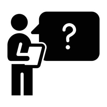Question Mark in Human holding clipboard solid icon design good for web or mobile app vector