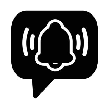 notification bell with bubble chat solid black icon design good for web or mobile app vector