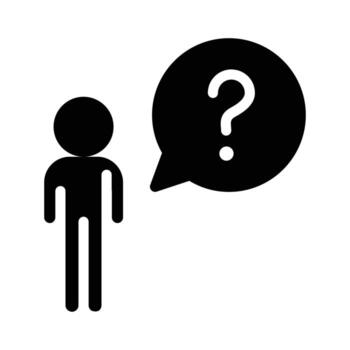 businessman and his question mark on buble chat solid icon design good for web or mobile app vector
