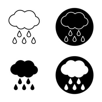 Set of Rain Cloud Icons Illustration. Black and white design makes these weather icons perfect for forecasts, apps, web design, infographics and climate related projects. vector