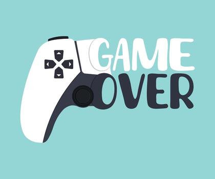 Game over graphic featuring a controller vector